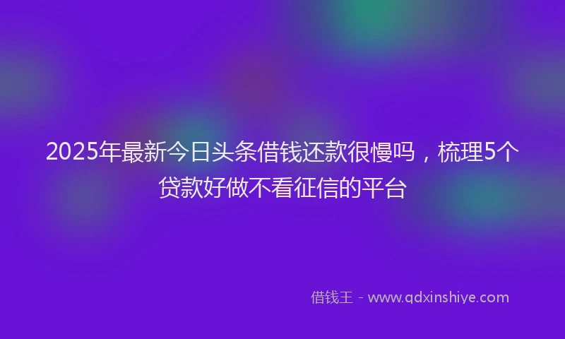 2025年最新今日头条借钱还款很慢吗，梳理5个贷款好做不看征信的平台