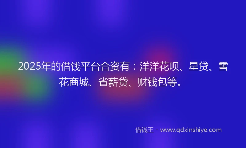 2025年的借钱平台合资有：洋洋花呗、星贷、雪花商城、省薪贷、财钱包等。