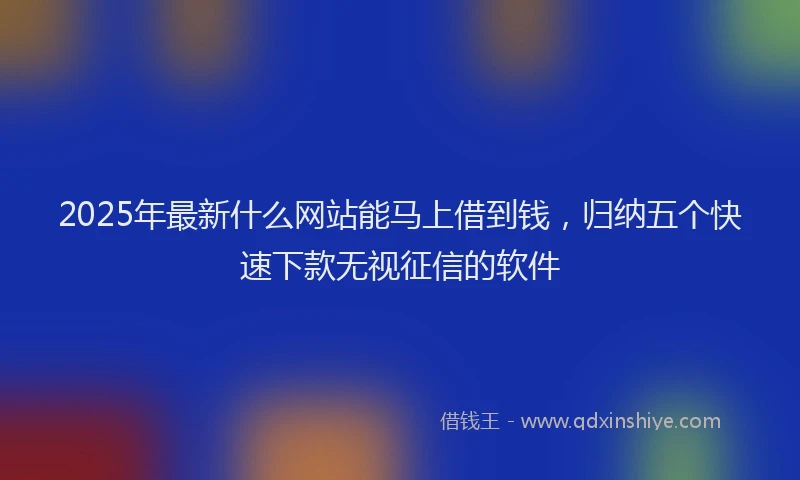 2025年最新什么网站能马上借到钱，归纳五个快速下款无视征信的软件