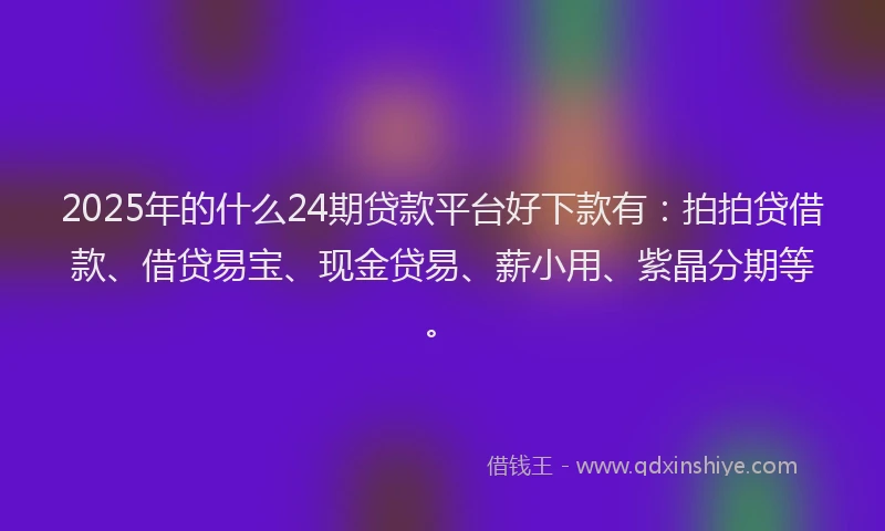 2025年的什么24期贷款平台好下款有：拍拍贷借款、借贷易宝、现金贷易、薪小用、紫晶分期等。