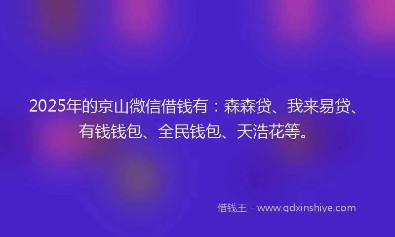 2025年的京山微信借钱有：森森贷、我来易贷、有钱钱包、全民钱包、天浩花等。