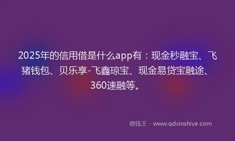 2025年的信用借是什么app有：现金秒融宝、飞猪钱包、贝乐享-飞鑫琼宝、现金易贷宝融途、360速融等。