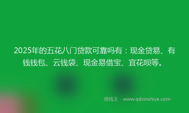 2025年的五花八门贷款可靠吗有：现金贷易、有钱钱包、云钱袋、现金易借宝、宜花呗等。