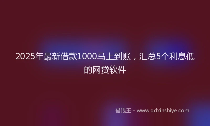 2025年最新借款1000马上到账，汇总5个利息低的网贷软件