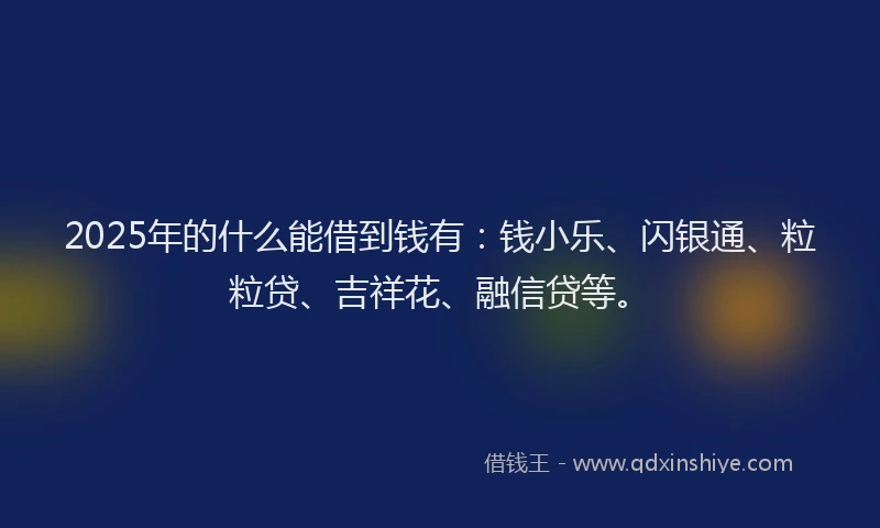 2025年的什么能借到钱有：钱小乐、闪银通、粒粒贷、吉祥花、融信贷等。
