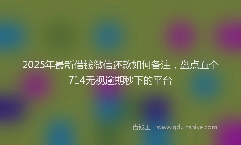 2025年最新借钱微信还款如何备注，盘点五个714无视逾期秒下的平台