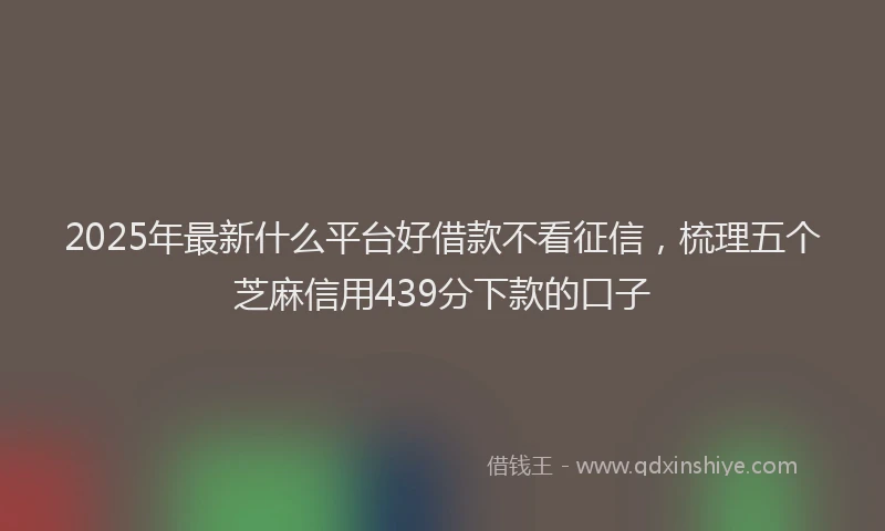 2025年最新什么平台好借款不看征信，梳理五个芝麻信用439分下款的口子