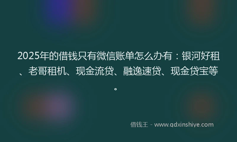 2025年的借钱只有微信账单怎么办有：银河好租、老哥租机、现金流贷、融逸速贷、现金贷宝等。