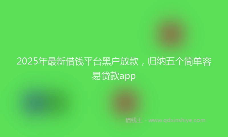 2025年最新借钱平台黑户放款，归纳五个简单容易贷款app