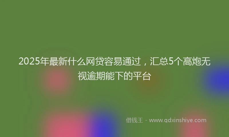 2025年最新什么网贷容易通过，汇总5个高炮无视逾期能下的平台