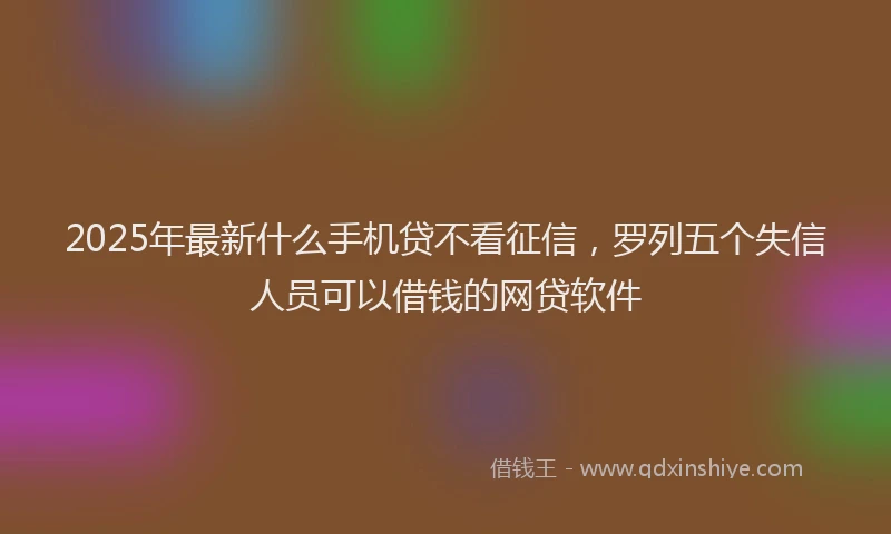 2025年最新什么手机贷不看征信，罗列五个失信人员可以借钱的网贷软件