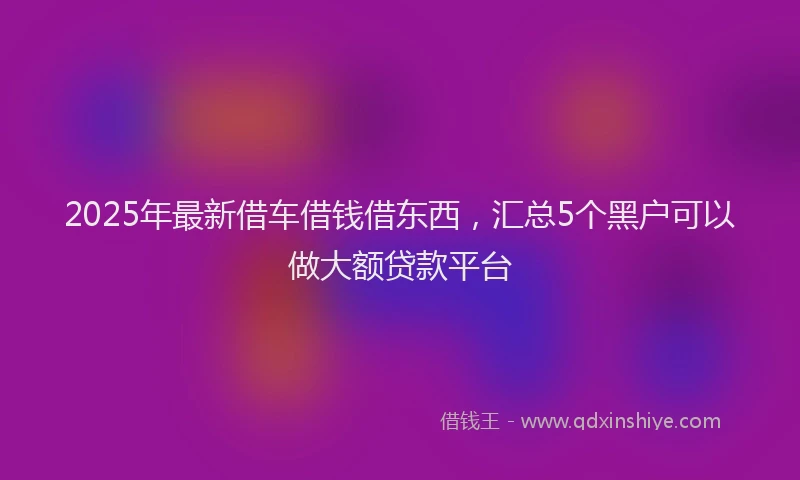 2025年最新借车借钱借东西，汇总5个黑户可以做大额贷款平台