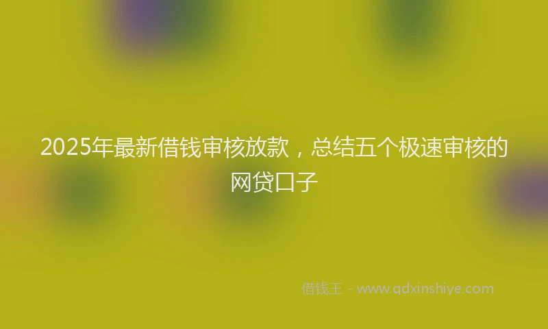2025年最新借钱审核放款，总结五个极速审核的网贷口子
