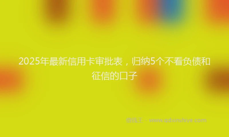 2025年最新信用卡审批表，归纳5个不看负债和征信的口子