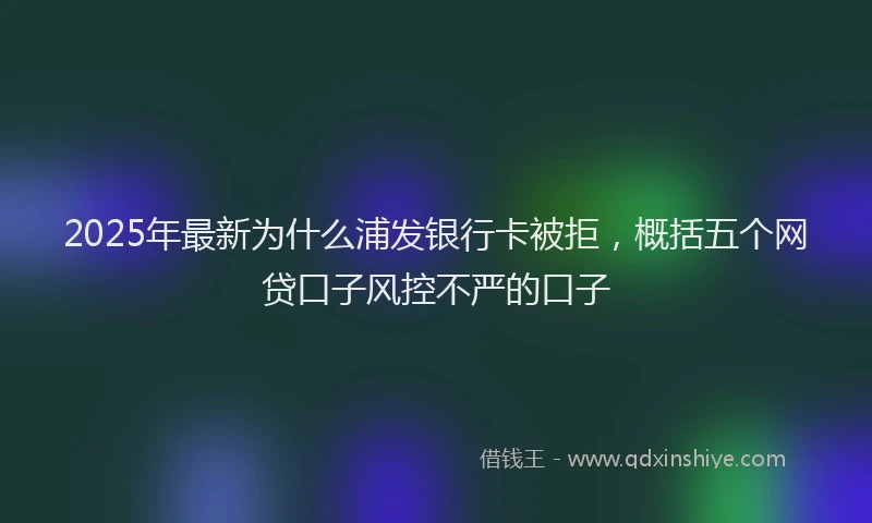 2025年最新为什么浦发银行卡被拒，概括五个网贷口子风控不严的口子