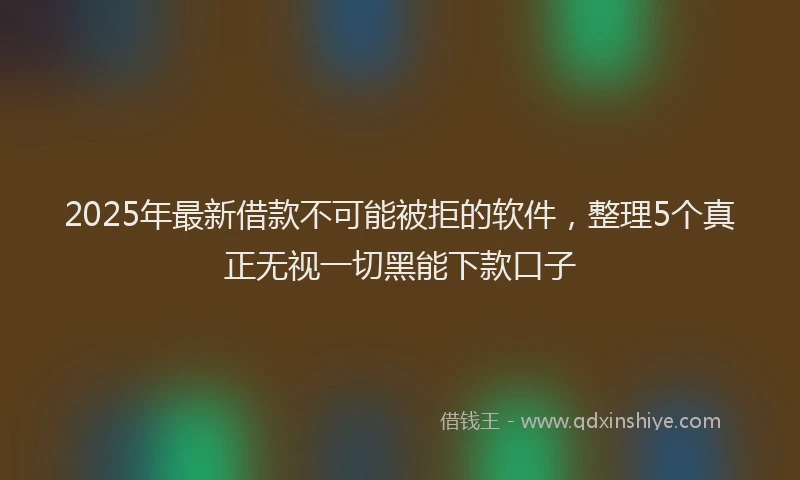 2025年最新借款不可能被拒的软件，整理5个真正无视一切黑能下款口子