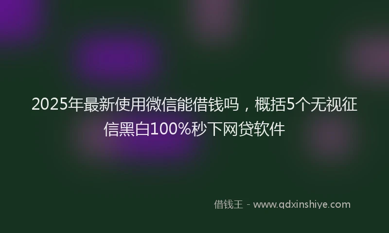 2025年最新使用微信能借钱吗，概括5个无视征信黑白100%秒下网贷软件