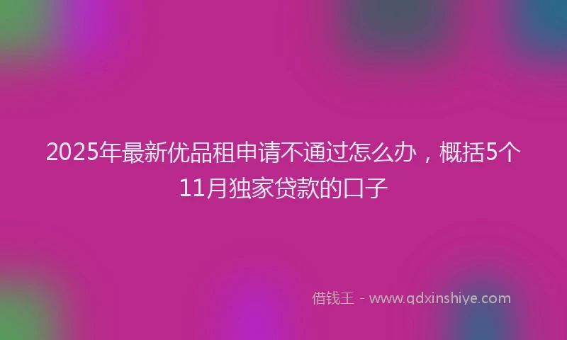 2025年最新优品租申请不通过怎么办，概括5个11月独家贷款的口子