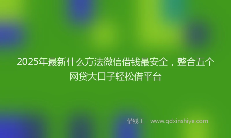 2025年最新什么方法微信借钱最安全，整合五个网贷大口子轻松借平台
