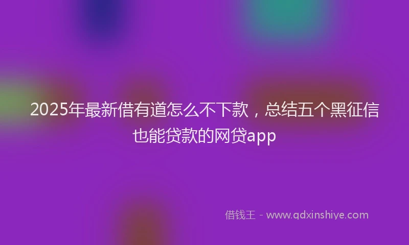 2025年最新借有道怎么不下款，总结五个黑征信也能贷款的网贷app