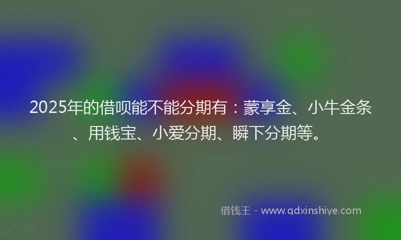 2025年的借呗能不能分期有：蒙享金、小牛金条、用钱宝、小爱分期、瞬下分期等。
