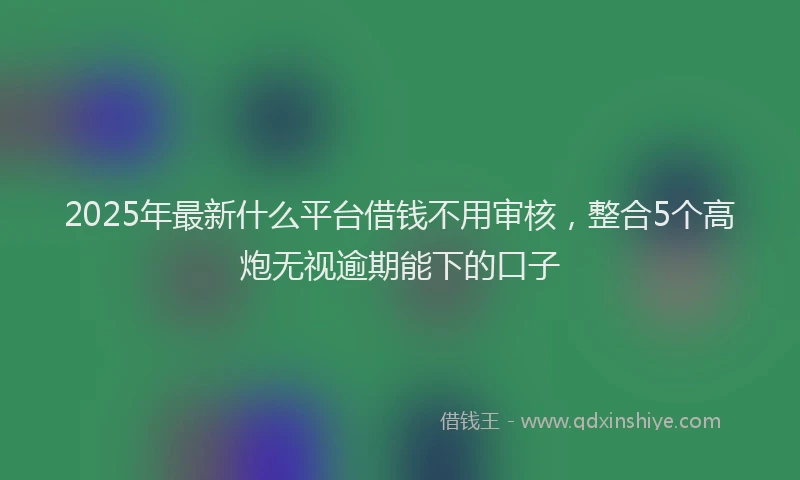 2025年最新什么平台借钱不用审核，整合5个高炮无视逾期能下的口子