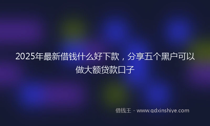 2025年最新借钱什么好下款，分享五个黑户可以做大额贷款口子