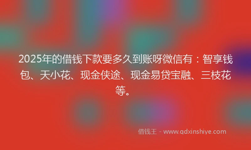 2025年的借钱下款要多久到账呀微信有：智享钱包、天小花、现金侠途、现金易贷宝融、三枝花等。