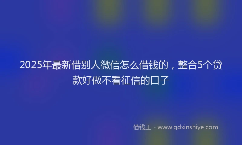2025年最新借别人微信怎么借钱的，整合5个贷款好做不看征信的口子