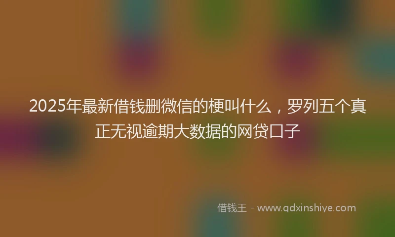 2025年最新借钱删微信的梗叫什么，罗列五个真正无视逾期大数据的网贷口子