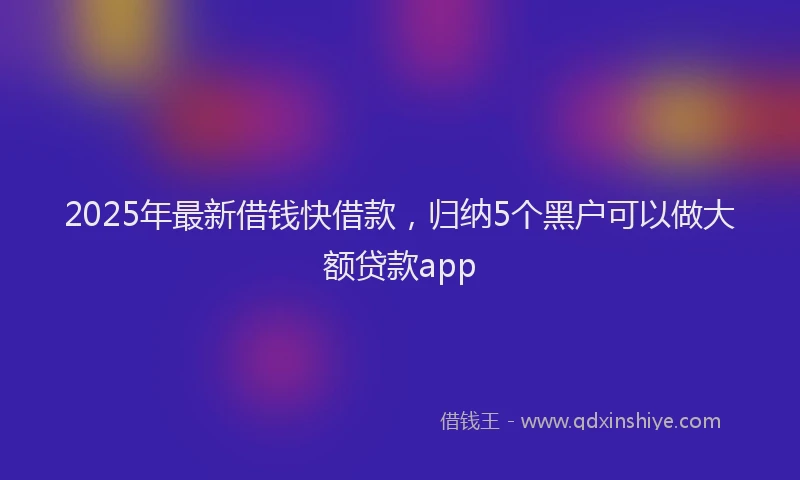 2025年最新借钱快借款，归纳5个黑户可以做大额贷款app