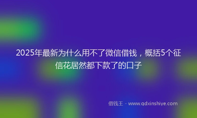 2025年最新为什么用不了微信借钱，概括5个征信花居然都下款了的口子