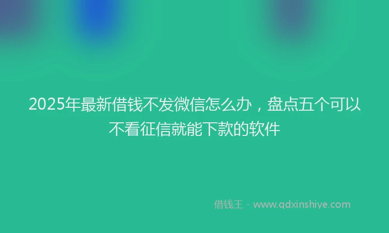 2025年最新借钱不发微信怎么办，盘点五个可以不看征信就能下款的软件