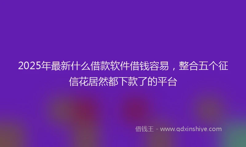 2025年最新什么借款软件借钱容易，整合五个征信花居然都下款了的平台