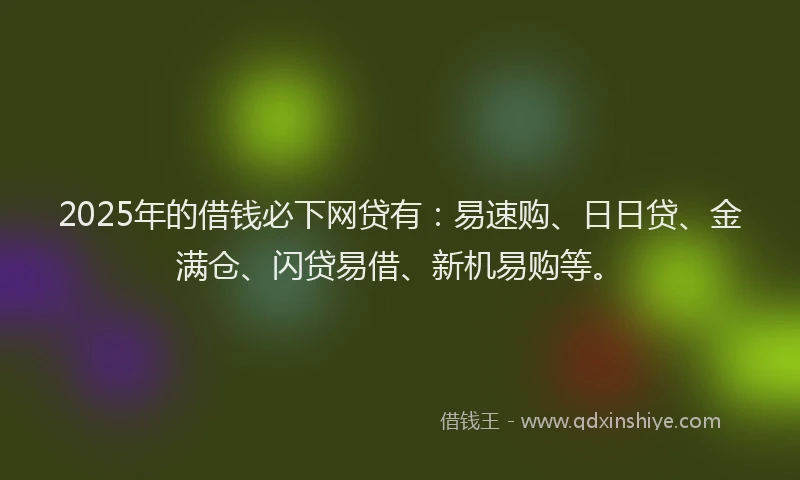 2025年的借钱必下网贷有：易速购、日日贷、金满仓、闪贷易借、新机易购等。