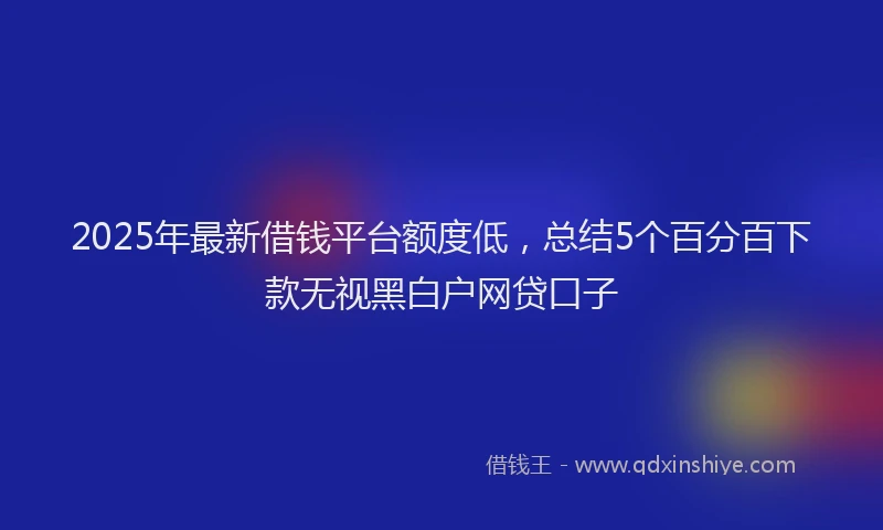 2025年最新借钱平台额度低，总结5个百分百下款无视黑白户网贷口子