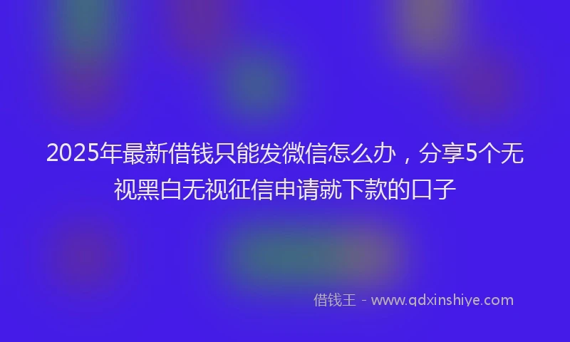 2025年最新借钱只能发微信怎么办，分享5个无视黑白无视征信申请就下款的口子