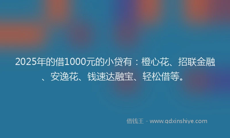 2025年的借1000元的小贷有：橙心花、招联金融、安逸花、钱速达融宝、轻松借等。