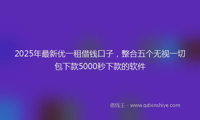 2025年最新优一租借钱口子，整合五个无视一切包下款5000秒下款的软件