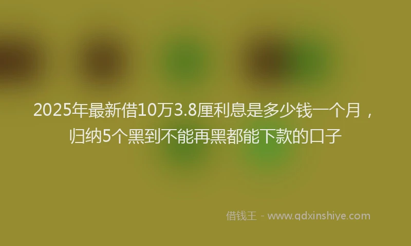 2025年最新借10万3.8厘利息是多少钱一个月，归纳5个黑到不能再黑都能下款的口子