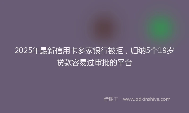 2025年最新信用卡多家银行被拒，归纳5个19岁贷款容易过审批的平台