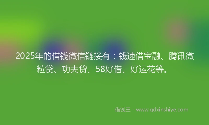 2025年的借钱微信链接有：钱速借宝融、腾讯微粒贷、功夫贷、58好借、好运花等。