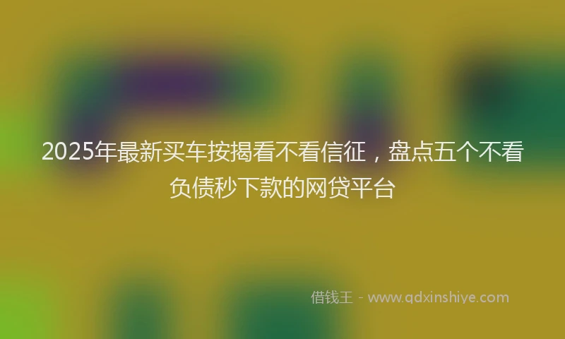 2025年最新买车按揭看不看信征，盘点五个不看负债秒下款的网贷平台