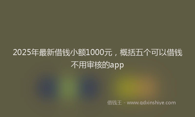 2025年最新借钱小额1000元，概括五个可以借钱不用审核的app