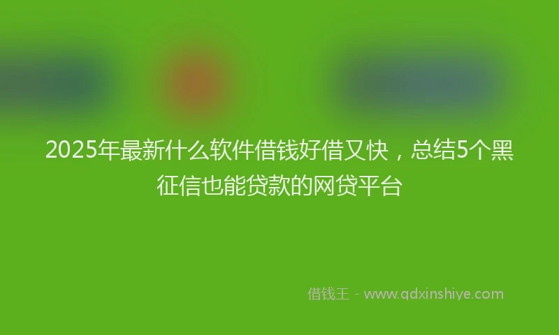 2025年最新什么软件借钱好借又快，总结5个黑征信也能贷款的网贷平台