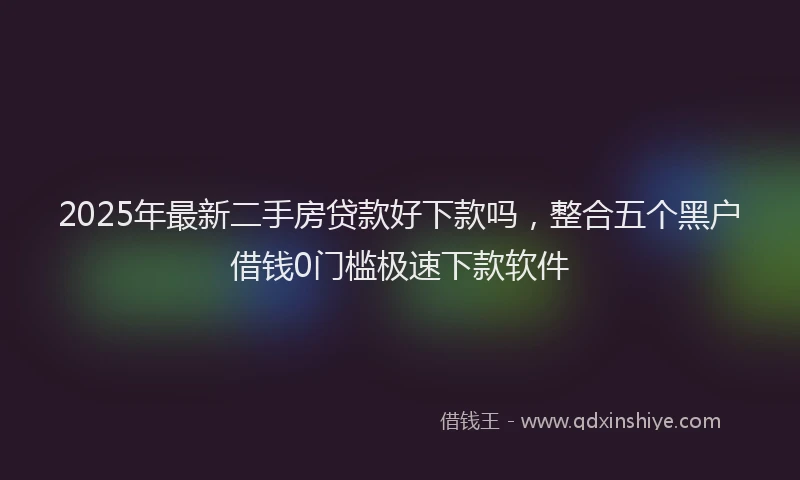 2025年最新二手房贷款好下款吗，整合五个黑户借钱0门槛极速下款软件