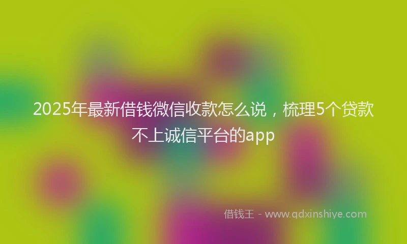 2025年最新借钱微信收款怎么说，梳理5个贷款不上诚信平台的app