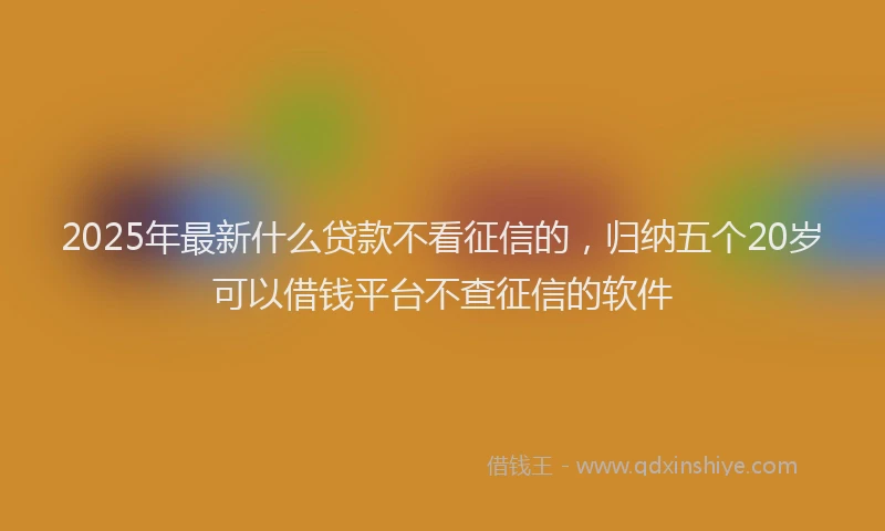 2025年最新什么贷款不看征信的，归纳五个20岁可以借钱平台不查征信的软件
