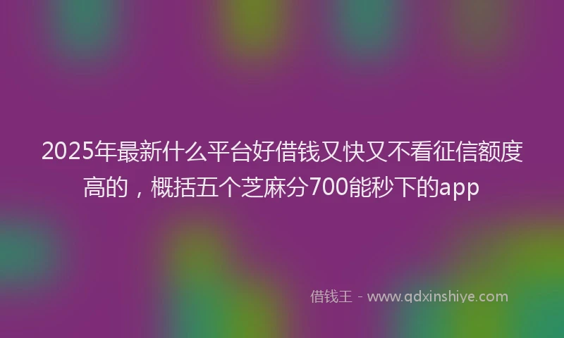 2025年最新什么平台好借钱又快又不看征信额度高的，概括五个芝麻分700能秒下的app