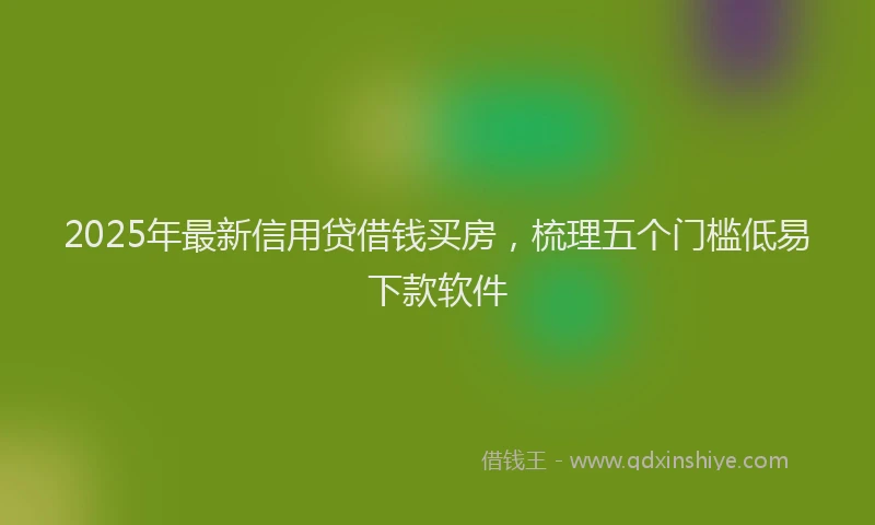 2025年最新信用贷借钱买房，梳理五个门槛低易下款软件